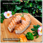 Salmon BONE-IN Atlantic Chile frozen MEDIUM SIZE portioned 1/3 CUTS for small roast +/- 1 kg/pc (price/kg)